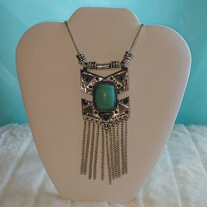 Boho turquoise pendant necklace